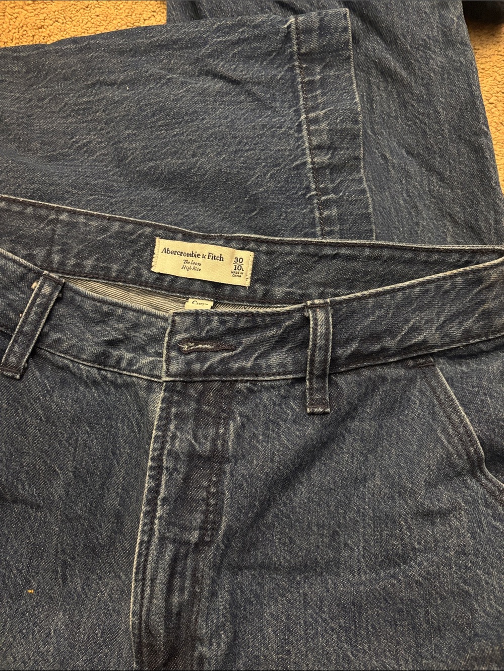 Abercrombie & Fitch Curve Love The Loose High Rise: Size 30/10 Long, Dark Blue